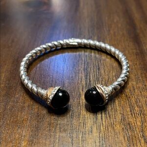 Brighton Neptune’s Rings Black Agate Open Hinged Bangle
